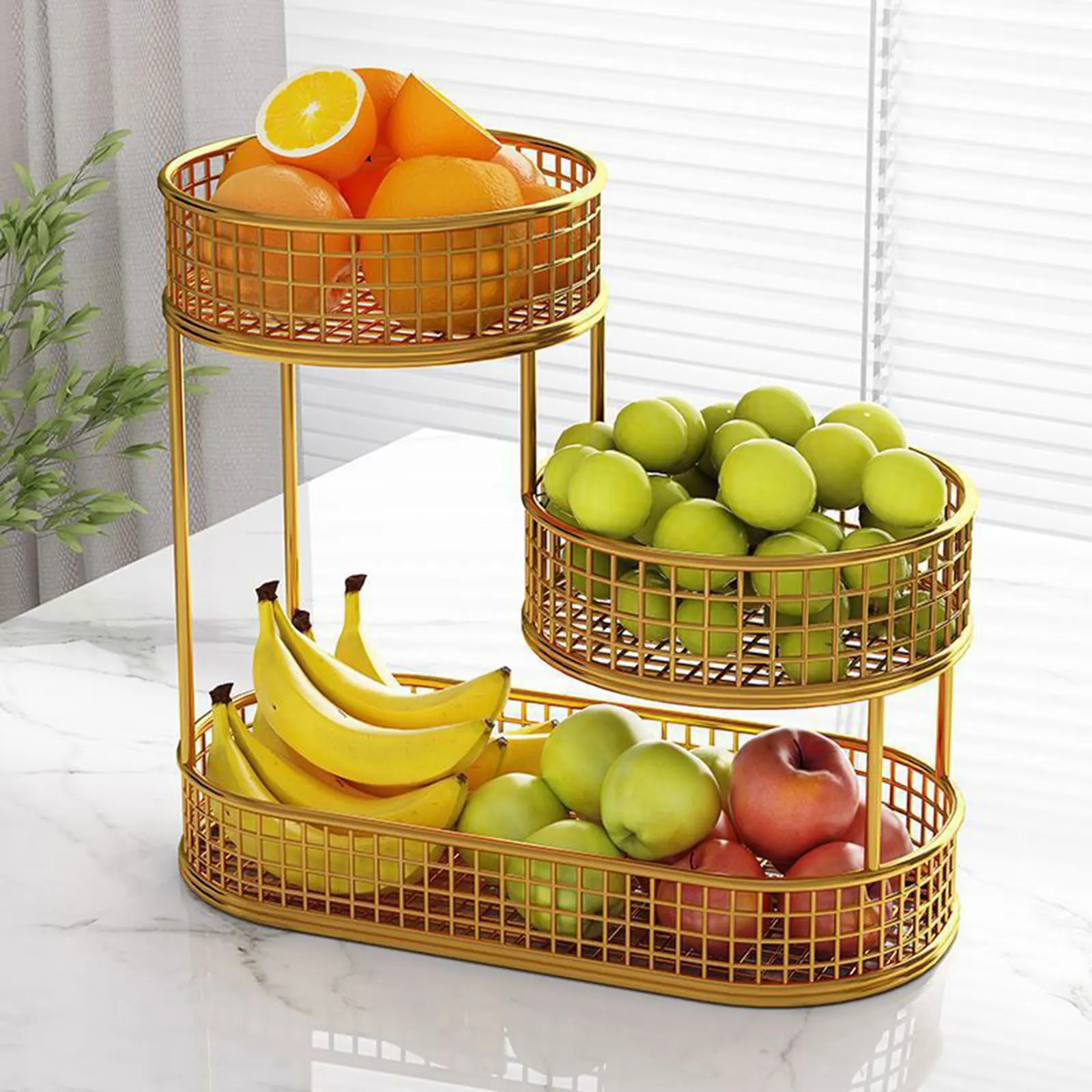 3 Tier Fruit Basket Fruit Bowl Multiuse Countertop Vegetable Bowl Produce Holder