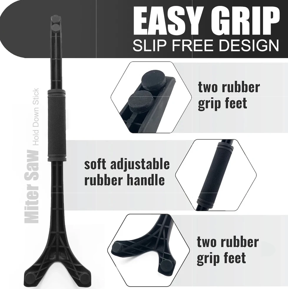 

Multi-Function Safety Push Stick & Hold Down, Soft Adjustable Rubber Handle for Miter Saw & Table Saw, Woodworking