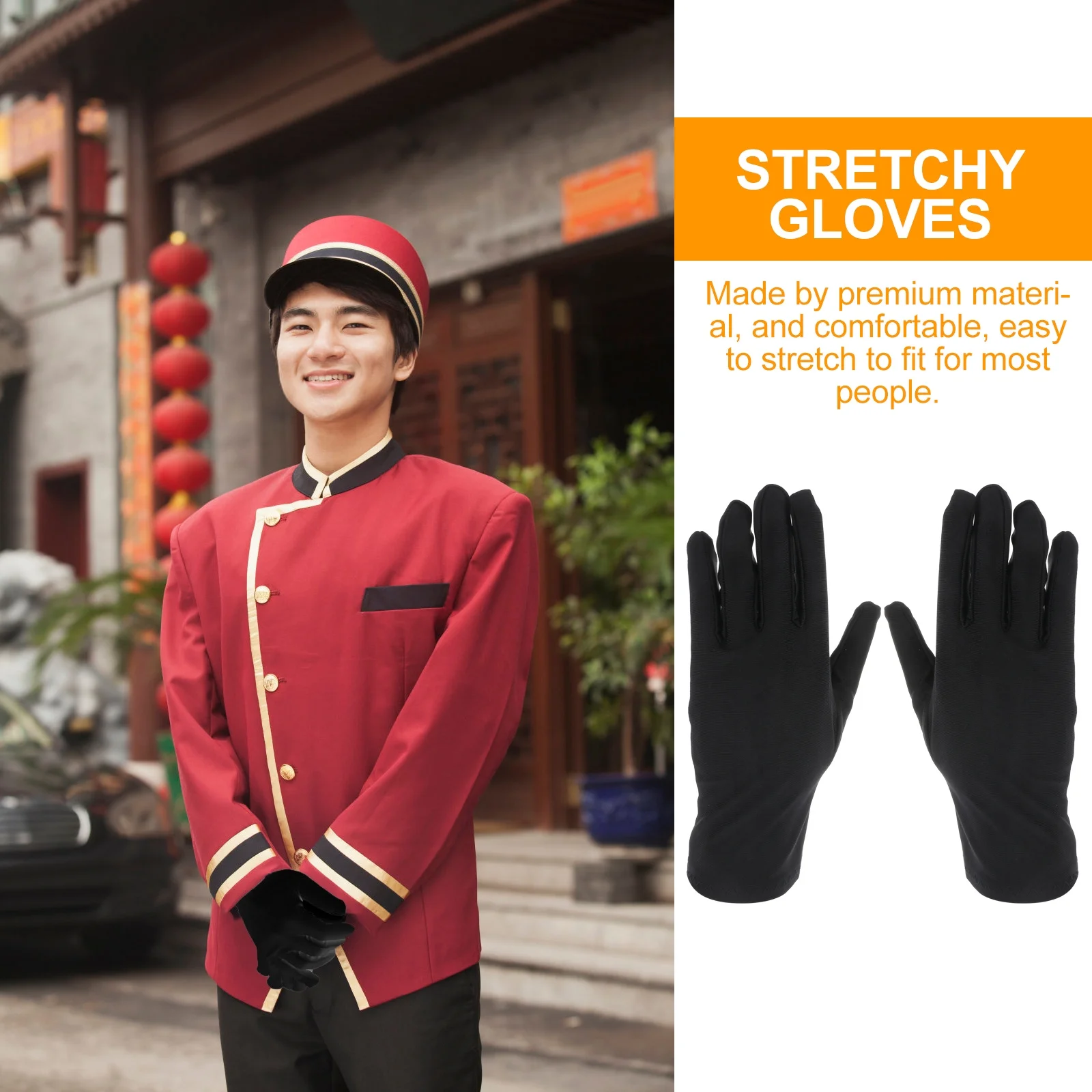 

Jewelry Gloves Black 3 Pairs Clean Inspection Stretchable Elastic Etiquette Serving Gloves for Handling Moisturizing Soft