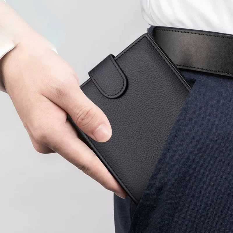 Herren-Geldbörse aus echtem Leder, dreifach faltbar, großes Fassungsvermögen, Kartenhalter, Münzgeldbörse, neuer Stil, Geldklammer für Männer – Detail 10
