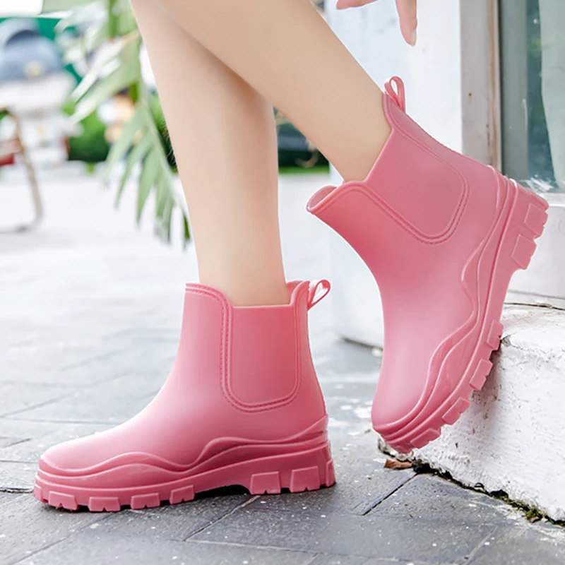 Women Garden Galoshes Waterproof Rubber Rain Boots Thick warm Short style fashion Waterproof Non-slip Fishing Water Shoes 36-40