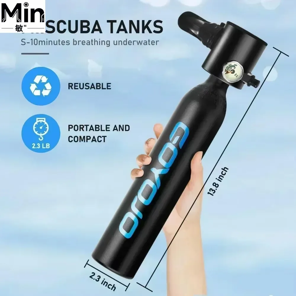0.5L Mini Scuba Diving Cylinder Gear Set with Diving Mask Hand Pump Portable Underwater Breathing Tank for Recreational Diving