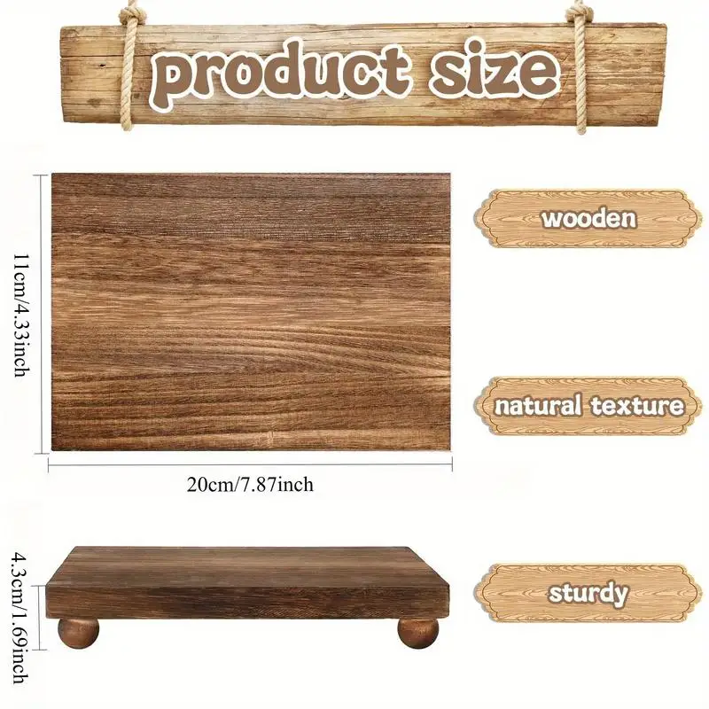 1 PC Wood Pedestal Stand for Kitchen Bathroom Soap Tray Farmhouse Wooden Riser Stand Counter Top Decor Plant Candle Vases