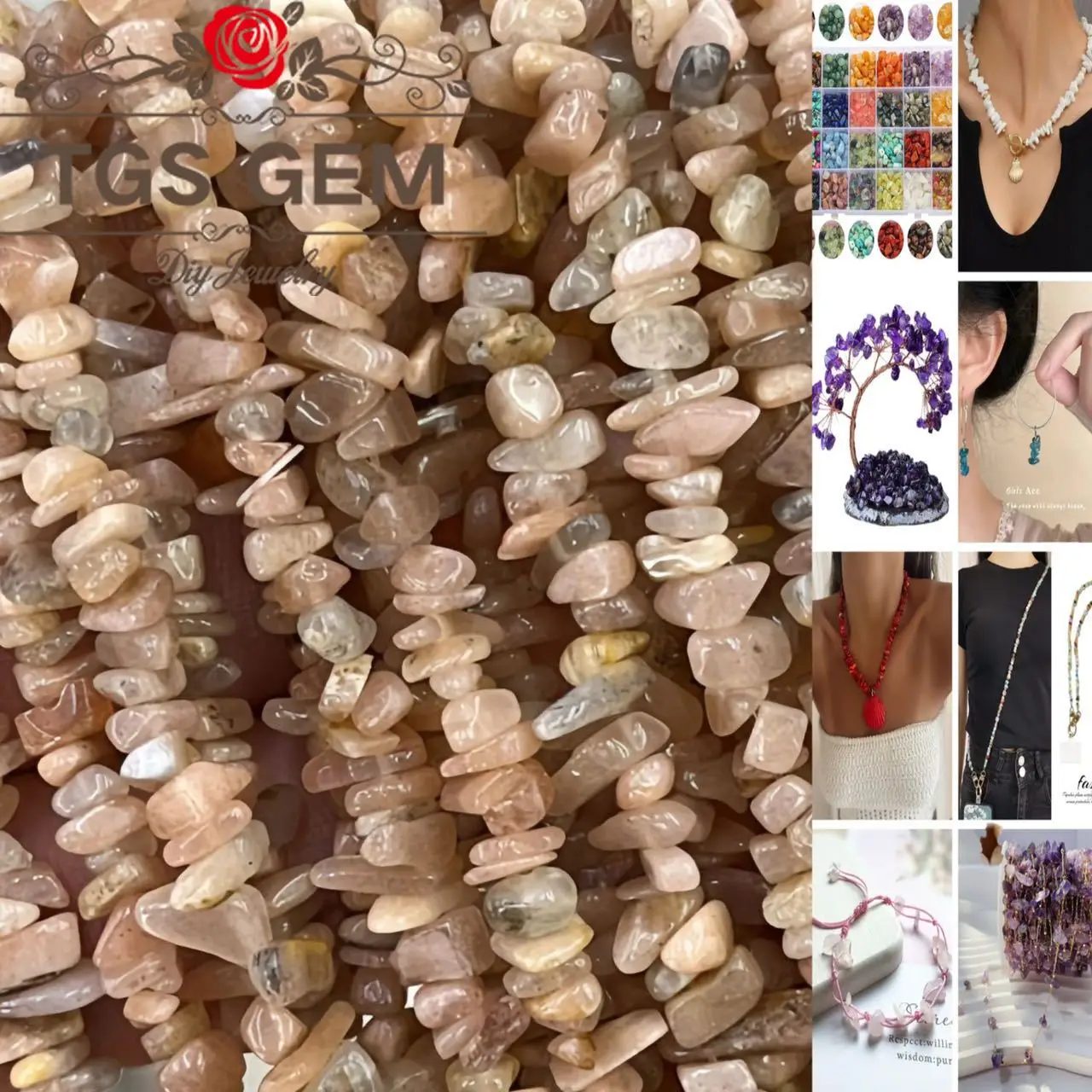 

Manufacturer Natural Stone AAA A Sun Stone Irregular Beads Trendy DIY Energy Tree Bracelet Accessories15 in