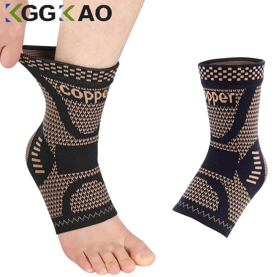 1PCS Copper Ankle Brace Support for Men & Women,Ankle Compression Sleeve Socks for Plantar Fasciitis,Sprained,Pain Relief,Sports
