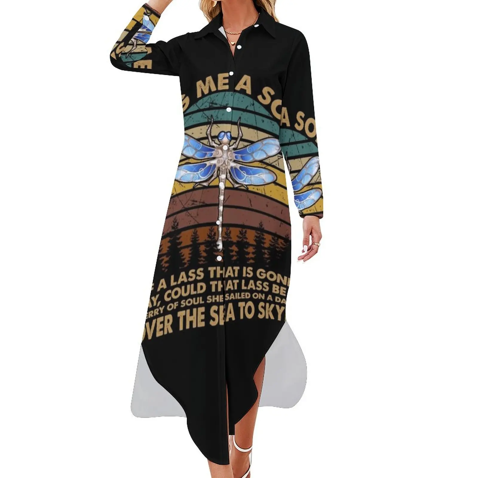 

Vintage retro over the sea outlander art film for fans Long Sleeved Shirt Dress dresses for special events summer dresses