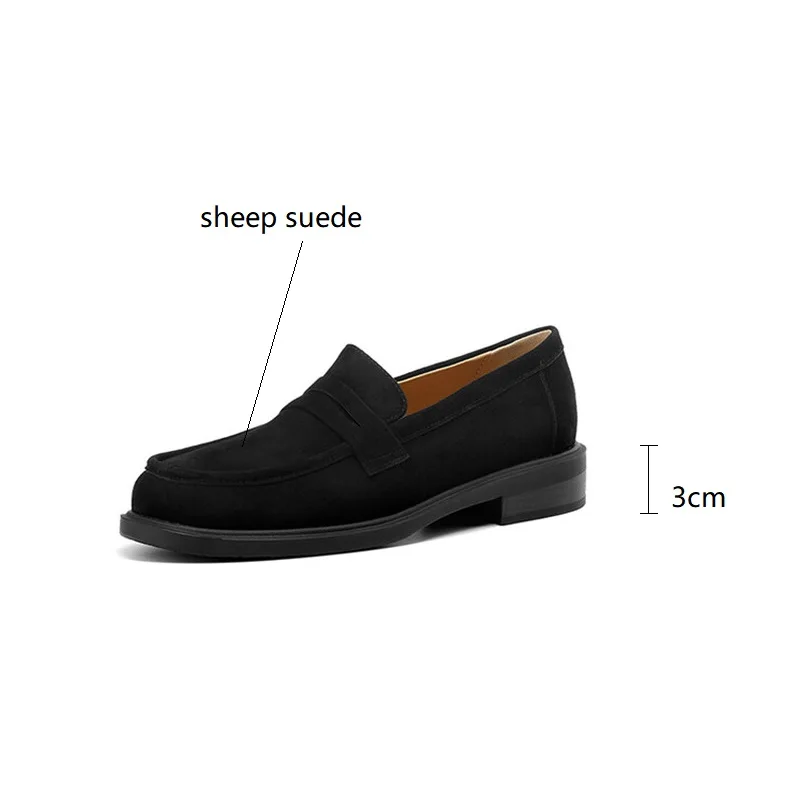 New Spring Suede Leather Women Shoes Casual Slip-On Loafers Comfortable Simple Shoes Square Toe Shoes Woman Zapatos De Mujer