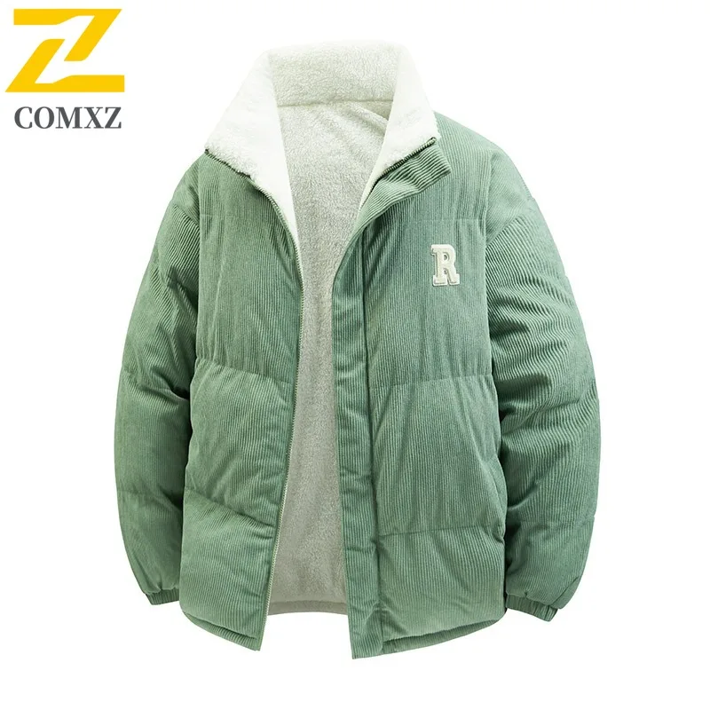 COMXZ Men Padding Coat Stand Collar Letter Embroidery Outdoor Winter Padded Jacket Hiking Travel Ski ﻿Cold Proof Bread Jacket