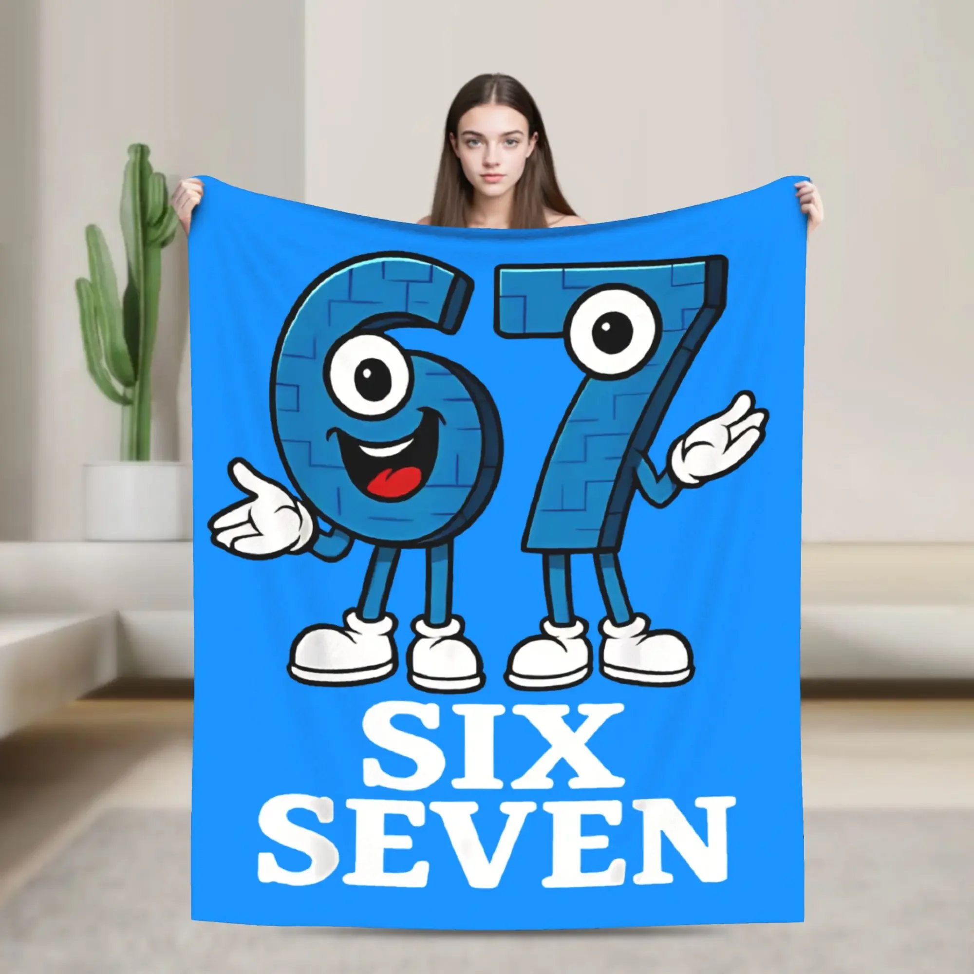 67 Six Seven 6-7 Meme italiano Brainrot Meme mantas de franela mantas verano aire acondicionado impreso suave cálido Bedsprea,