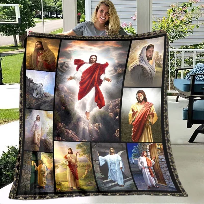 Best Selling 2022 Jesus Virgin Mary Statue of Liberty Soft Throw Blanket Bedding Flannel Living Room/Bedroom Warm Blankets