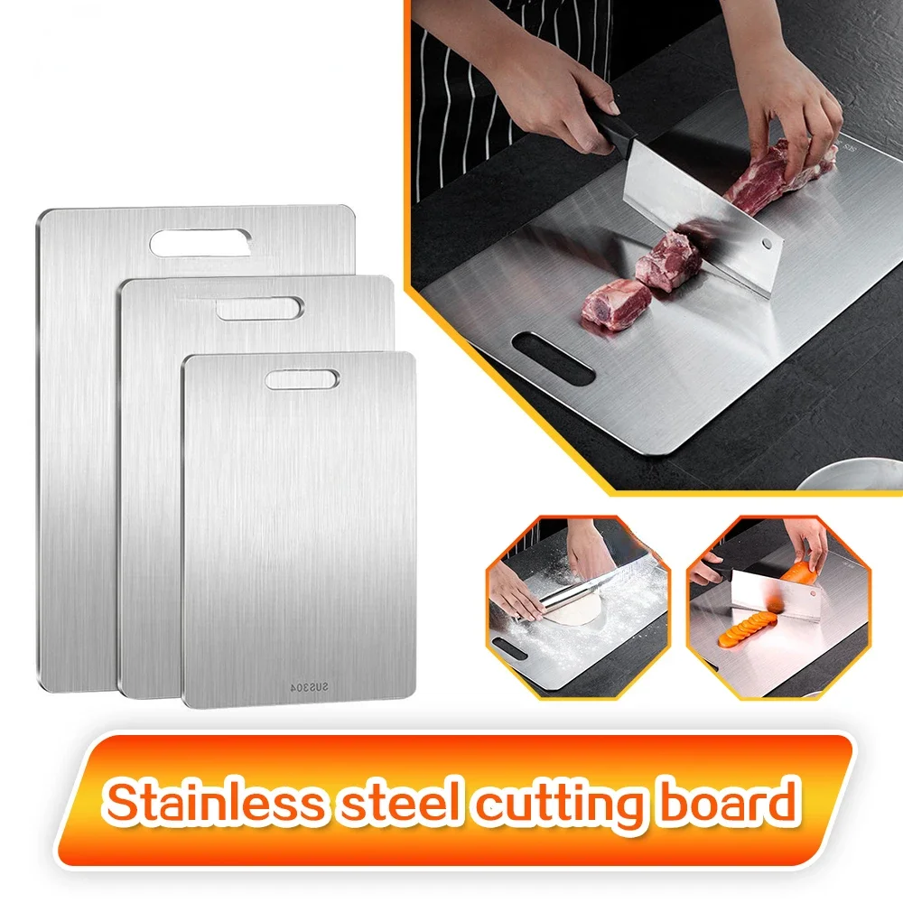

316 Stainless Steel Panel and Chopping Board Kitchen Household Thickened Double Sided Cutting Board Block Kneading Dough Boards