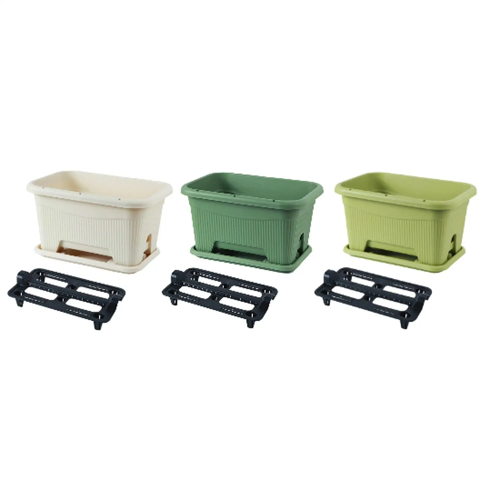 Flower Window Box with Tray Versatile Flowerpot Vegetables Growing Container for Porch Windowsill Home Décor Household Balcony
