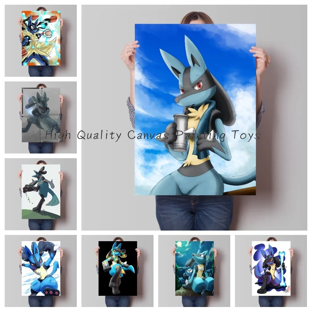 Personalised Lucario Riolu Anime Figures Vintage Abstract Poster Pokemon Art Background Wall Mural Home Room Decor Child Gifts