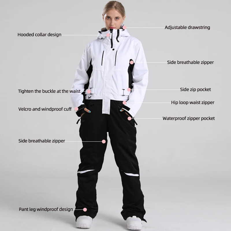 Ski Jumpsuit for Women and Men Winter Snow Ski Suit High Quality Windproof and Waterproof Skiing Snowboarding Jackets and Pants