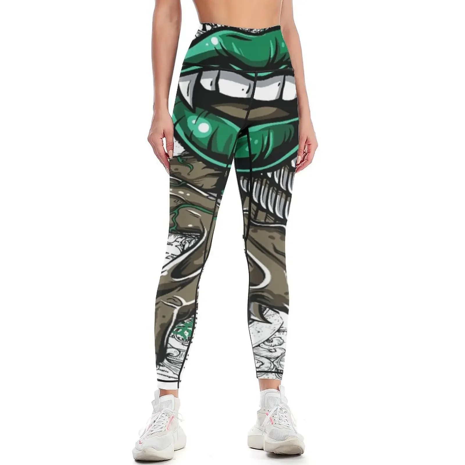 

Green Lips And Claws Leggings Female legging pants sports tennis for sports for push up Womens Leggings