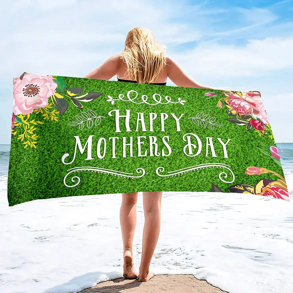 Happy Mother's Day Beach Towel Quick Dry Sand Free Bath Towel For Women Gift Microfiber Swimming Cover Lightweight Face Towels