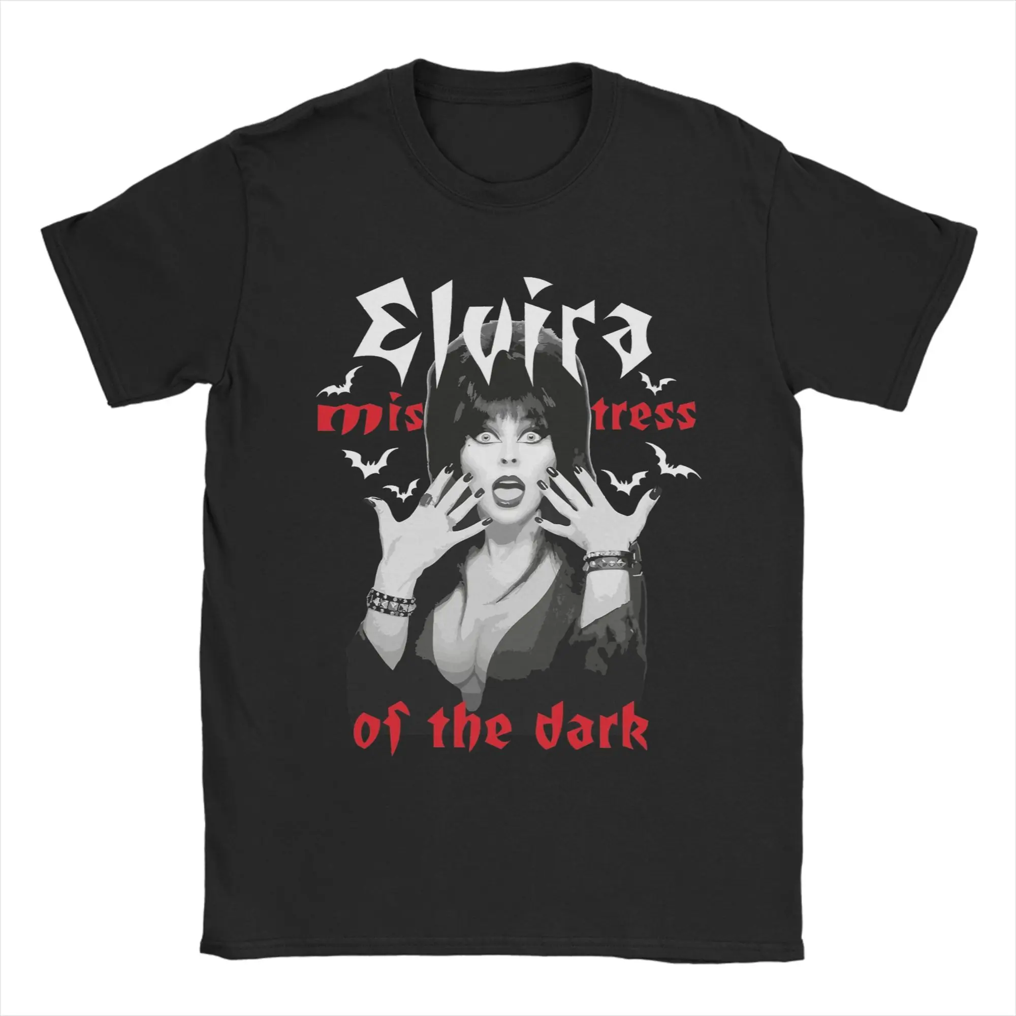 Vintage Elvira Mistress of the Dark T-Shirt for Men Crew Neck Pure Cotton T Shirts  Short Sleeve Tee Shirt Plus Size Clothes