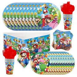 Forniture per feste di compleanno Super Mario piatto usa e getta coltello in tessuto di carta forchetta tovaglia grande decorazione per feste di matrimonio