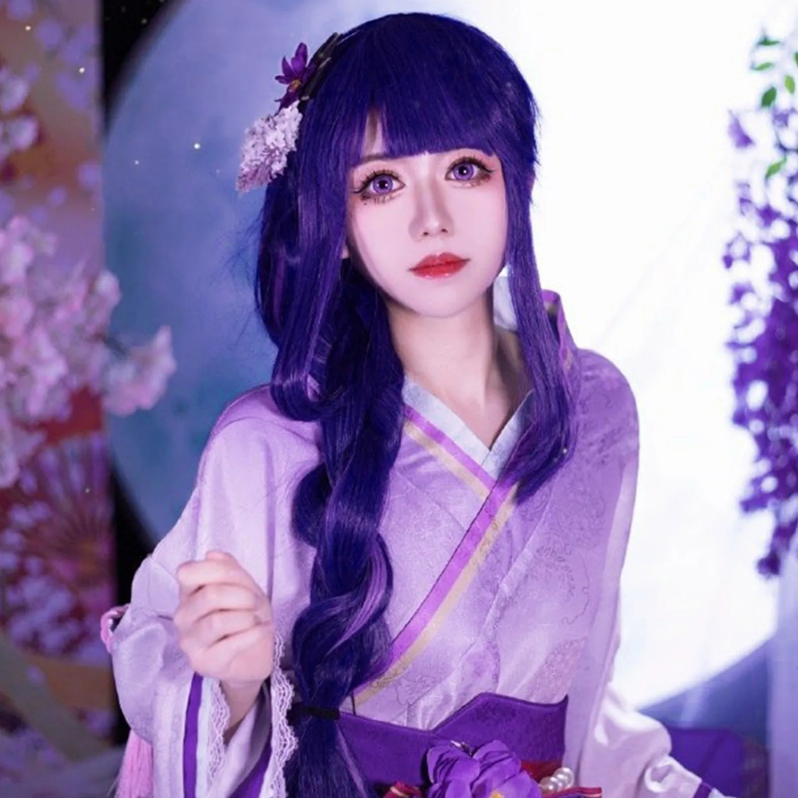 

Long Braided Purple Synthetic Genshin Impact Beelzebul Raiden Shogun Cosplay Wig for Halloween Christmas School Thanksgiving Day