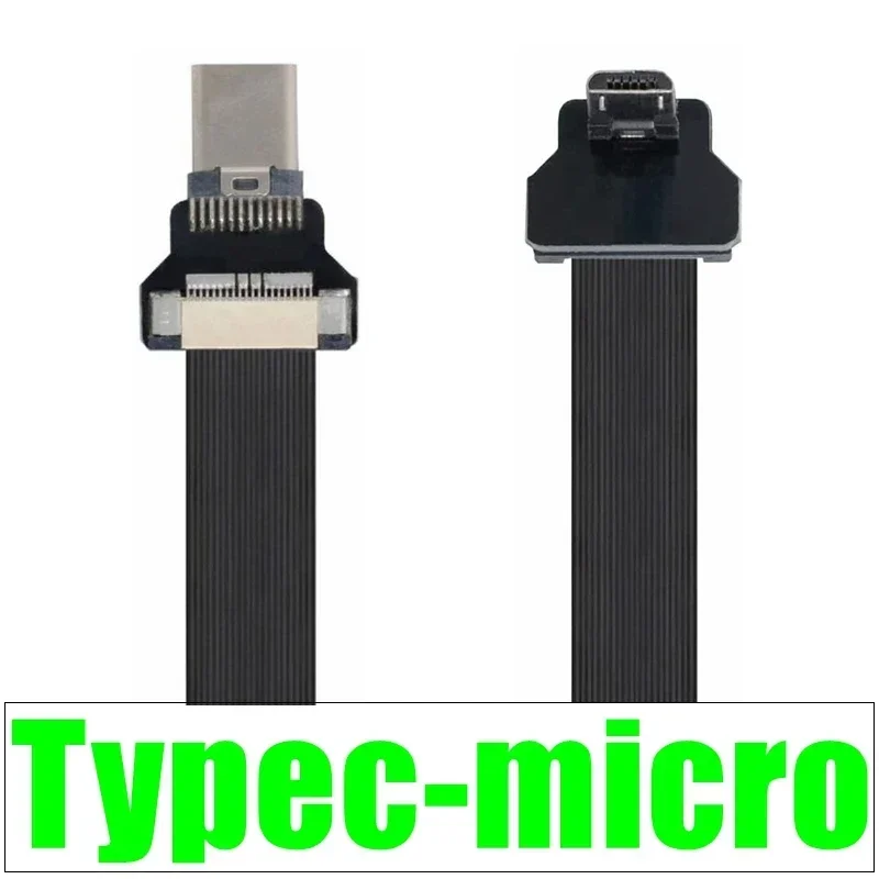 Male Female Type-C Micro USB 2.0 Ribbon Cable FFC FPV Flat Flexible FPC Type C Micro USB 90 Degree Angle Data Sync Charging Cord