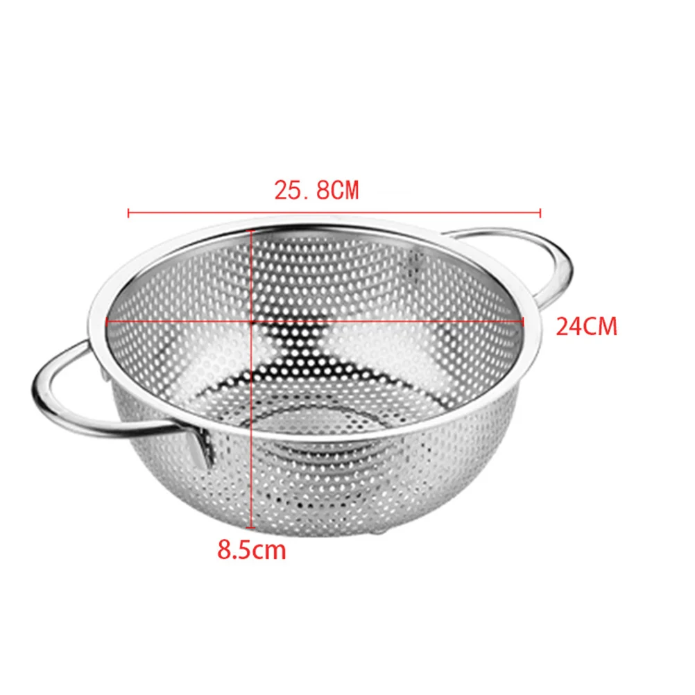 Stainless Steel Wash Basket Rice Strainer Colander French Fries Fruit Vegetable Noodle