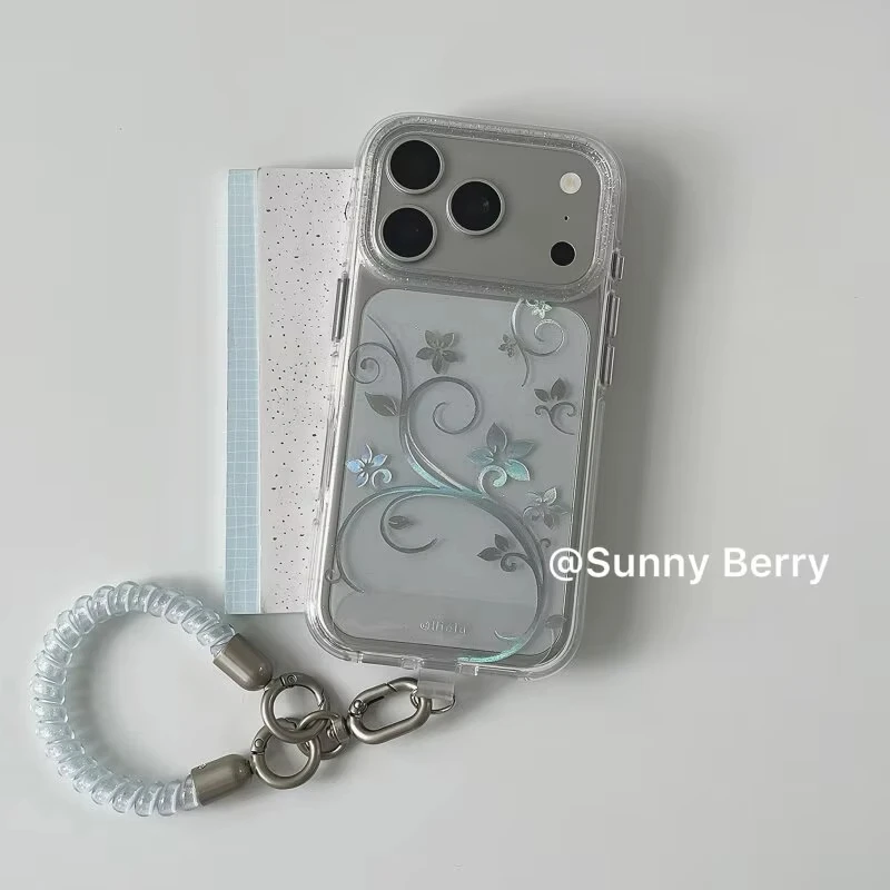Fashion Simple Flower Vine Y2K Glitter Phone Case For iPhone Ultra 18 11 12 13 14 15 16 17 AIR Pro Max XS Plus MINI Bumper Cover view 5