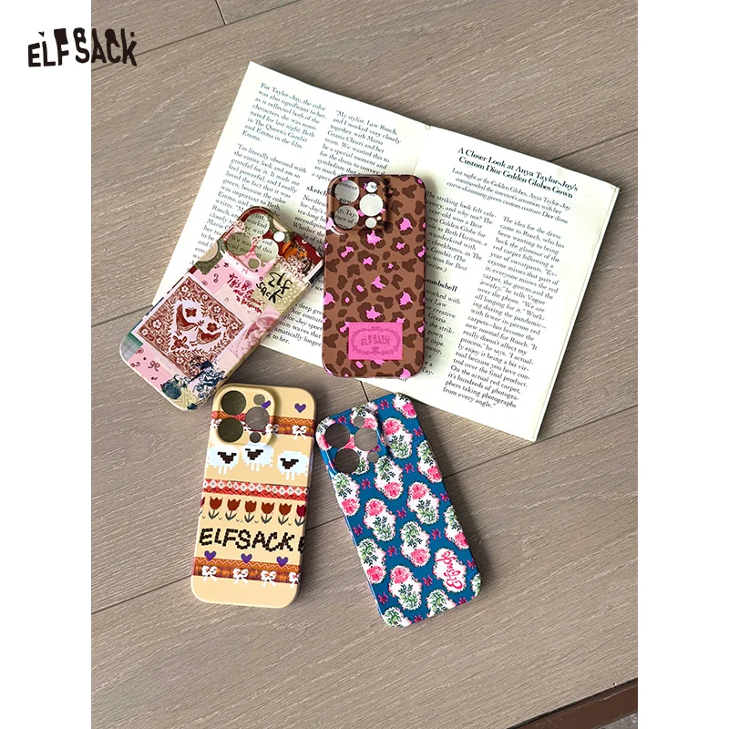 

ELFSACK 2025, осенние новые поступления, винтажный многоцветный принт, несколько дизайнов, совместимые модели, чехол для телефона