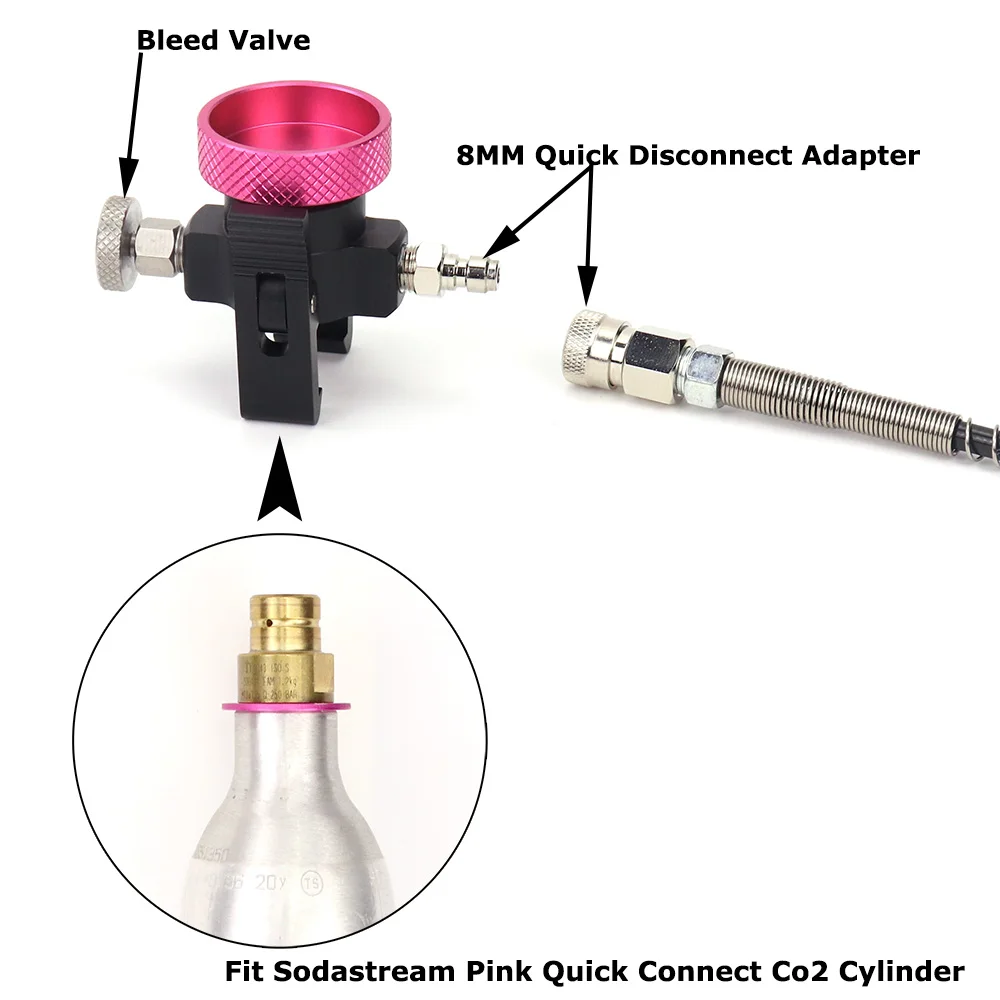 Adaptador de recarga de cilindro de Co2 rosa de conexión rápida de Soda, estación de llenado compatible con cilindro rosa artístico Sodastream Terra