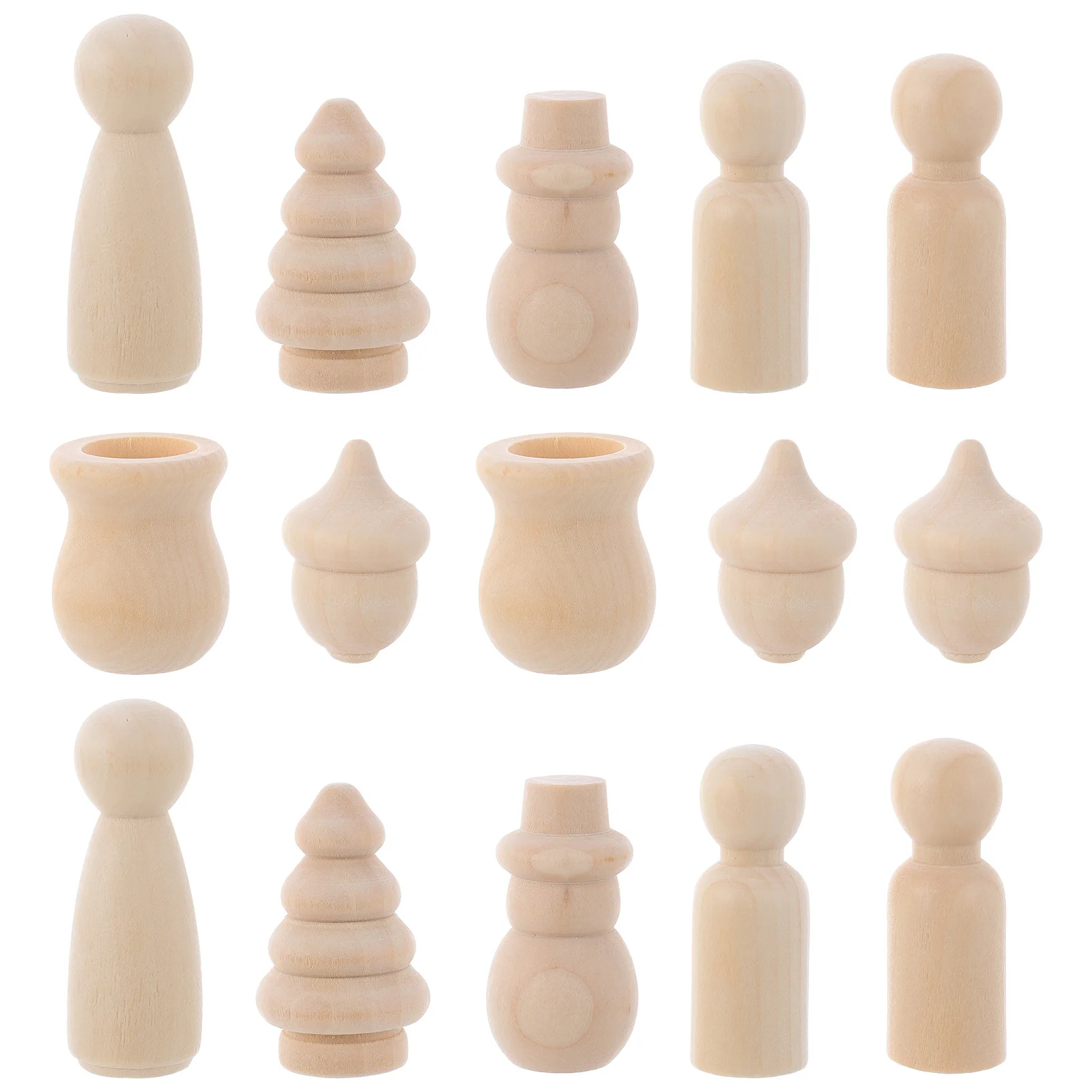 70개 나무 인형 세트 천연 목재 DIY 페인팅 공예 어린이 수공예품 미도색 나무 인형 창의적 장식용