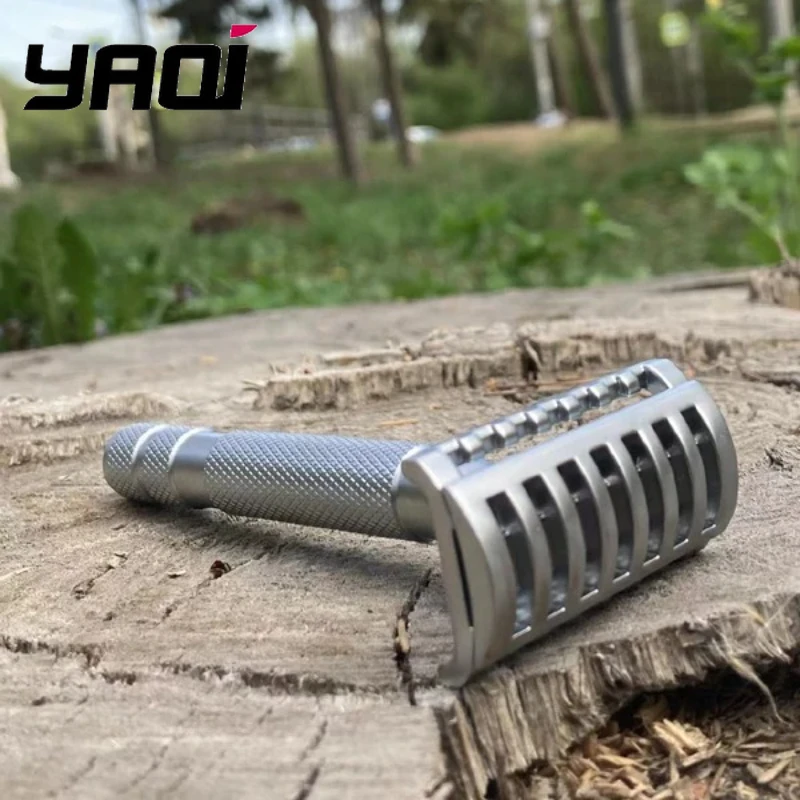 2026 YAQI KNIGHT-HELMET Razor Head Stainless Steel Handle DE Safety Razor for Men