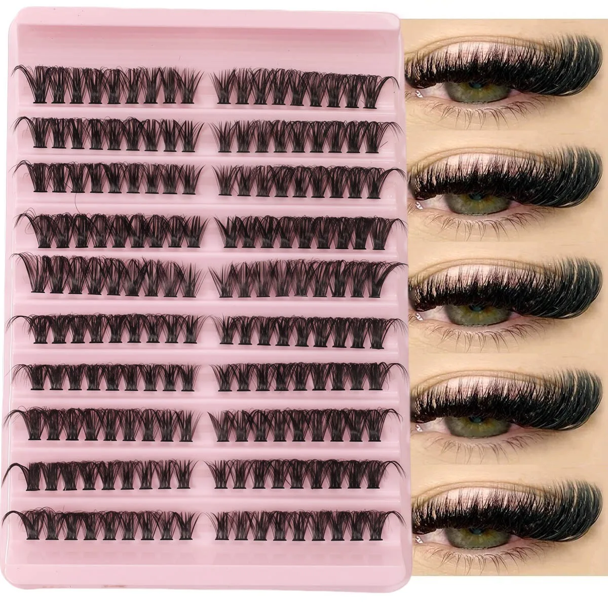 12-row 100D Cluster Faux Mink Handmade False Eyelashes, Romantic Natural C-Curl, Suitable for Daily Wear, Hypoallergenic