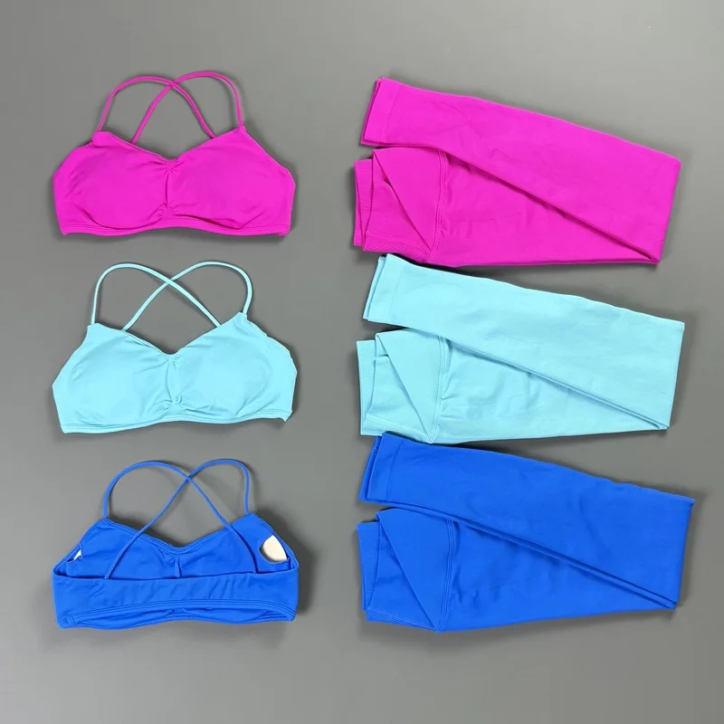 2 Piece Vision Leggings Set Seamless Women Yoga Sports Bra and Butt Lifting Tights Suit Quick Dry Gym Fitness Workout Sportswear