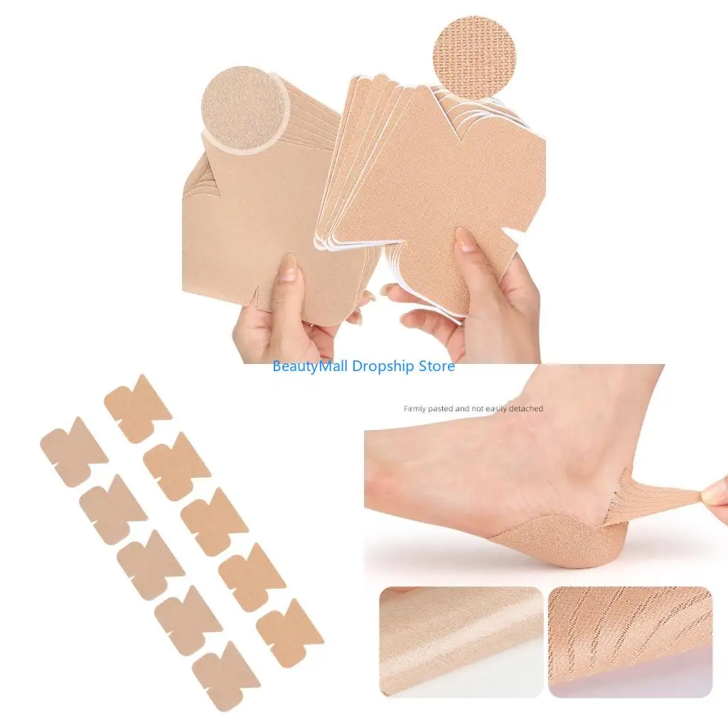 40JD Adhesive Heel Protector Pieces, 10 Contoured Fabric Guards with Removable Backing for New Shoes, Dress Shoes, Highly Heel