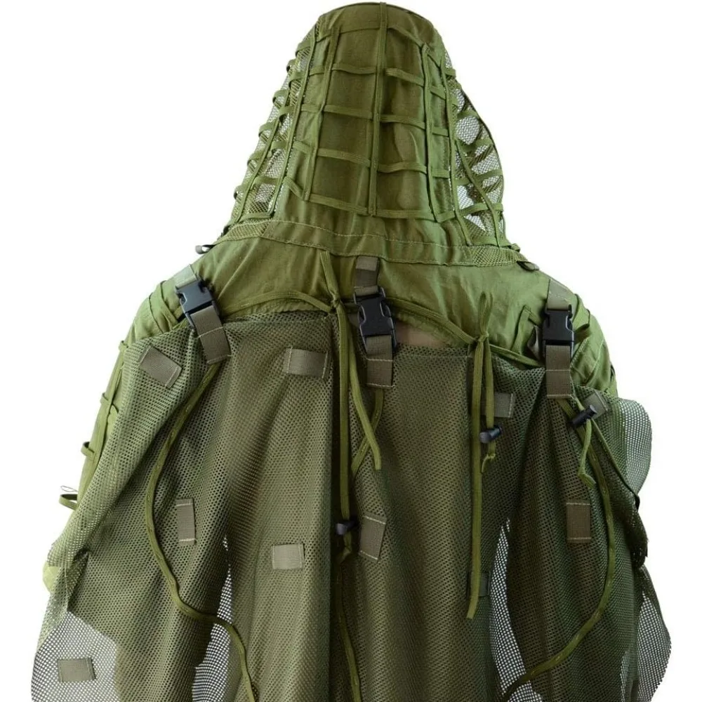 Tactical Sniper Top Ghillie Base Airsoft Hunting Ghillie Suit Foundation, adjustable with rubber bands and straps,  lightweight.