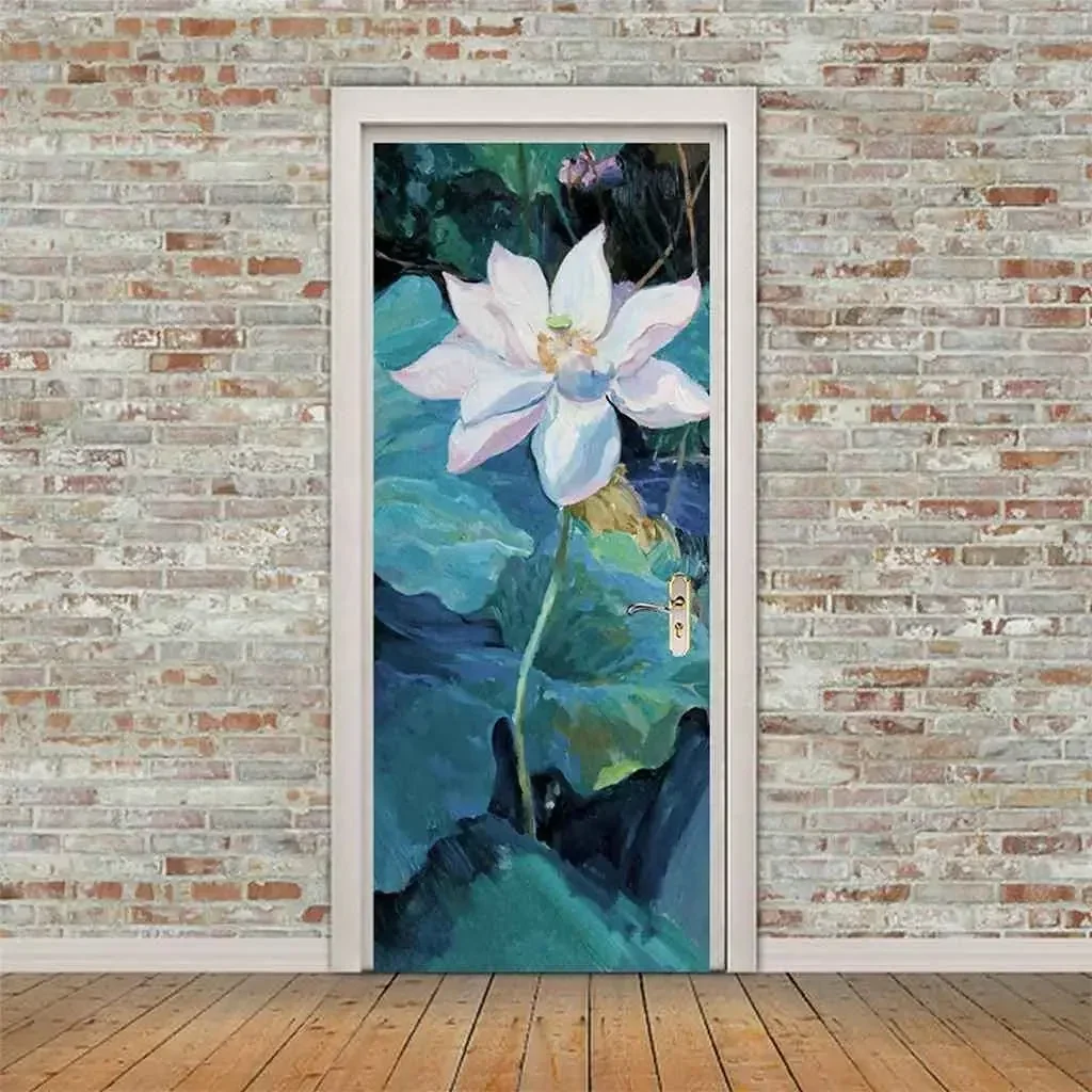 Spring Flowers Door Stickers 3d Pink Cherry Tree Stickers Beautiful Nature Flowers Mural Poster Bedroom Stickers