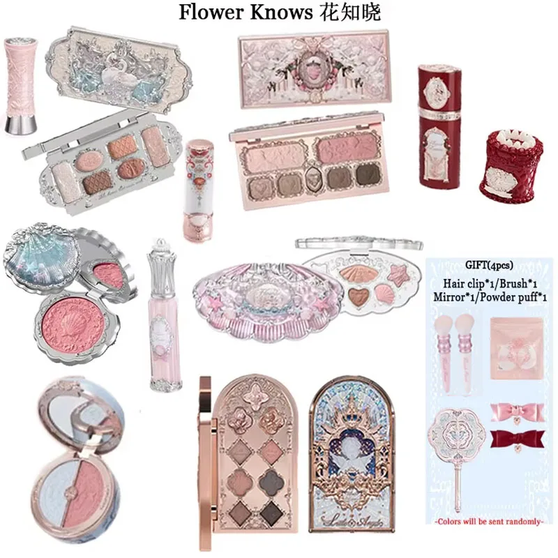 

Flower Knows, 3 шт., смешанная коллекция, набор для макияжа, палитра теней для век, блеск для губ, глазурованные матовые атласные румяна, косметический набор инструментов