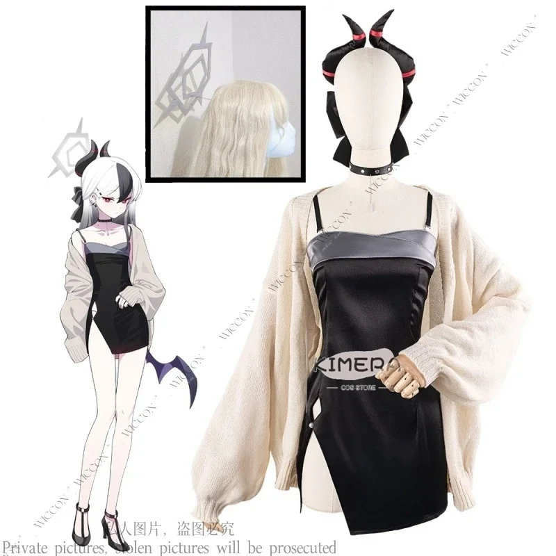 Kayoko Onikata Anime Blue Game Archive Cosplay Costume Anime Dresses Christmas Halloween Wig Headwear Black And White Woman