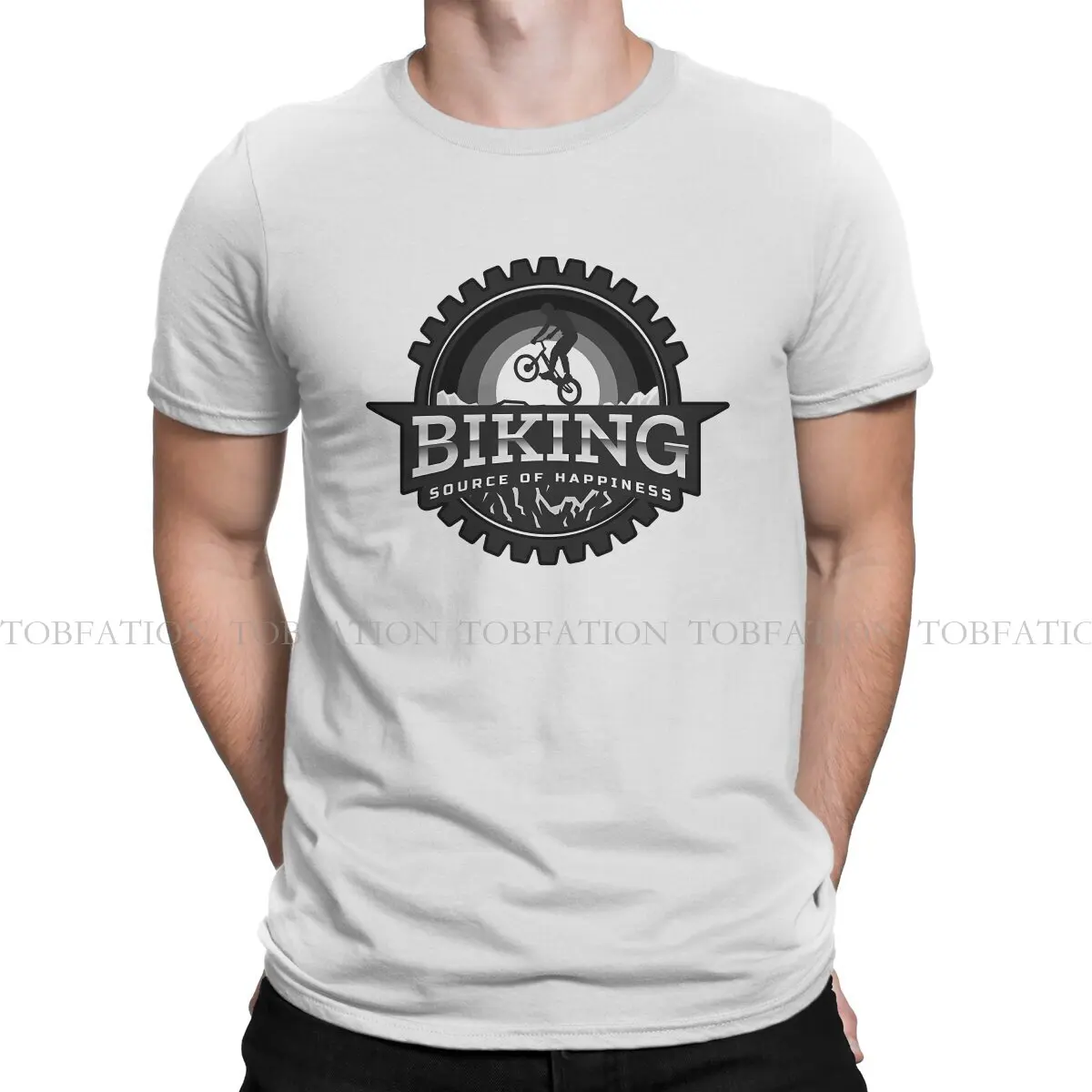 Biking Source of Happiness TShirt For Male Cycling MTB Biking Tops Fashion T Shirt Soft Printed Fluffy Creative Gift