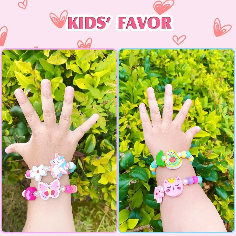 Kids Cartoon Ketting Kleurrijke Dieren Kind Sieraden Bloem Kralen Mode Armband Accessoires, Plastic Parel, Parel