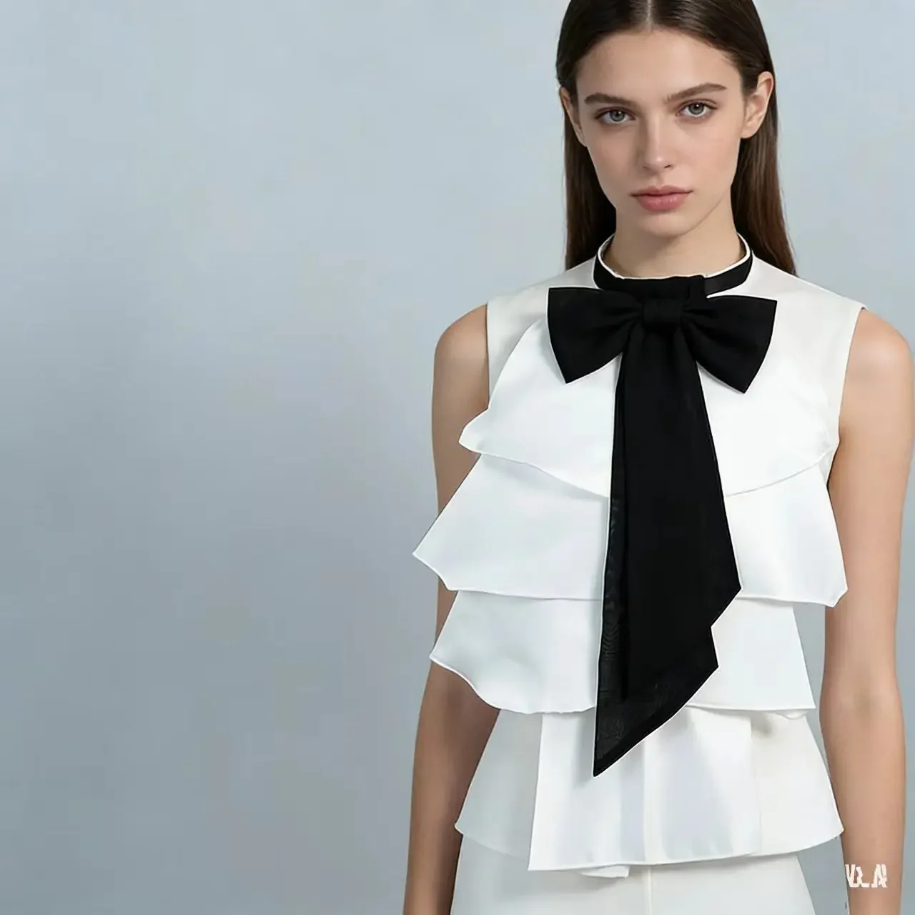 Adjustable Detachable Bowtie Necklace Layered Ruffle Faux Collar Elegant Versatile Work Accessory