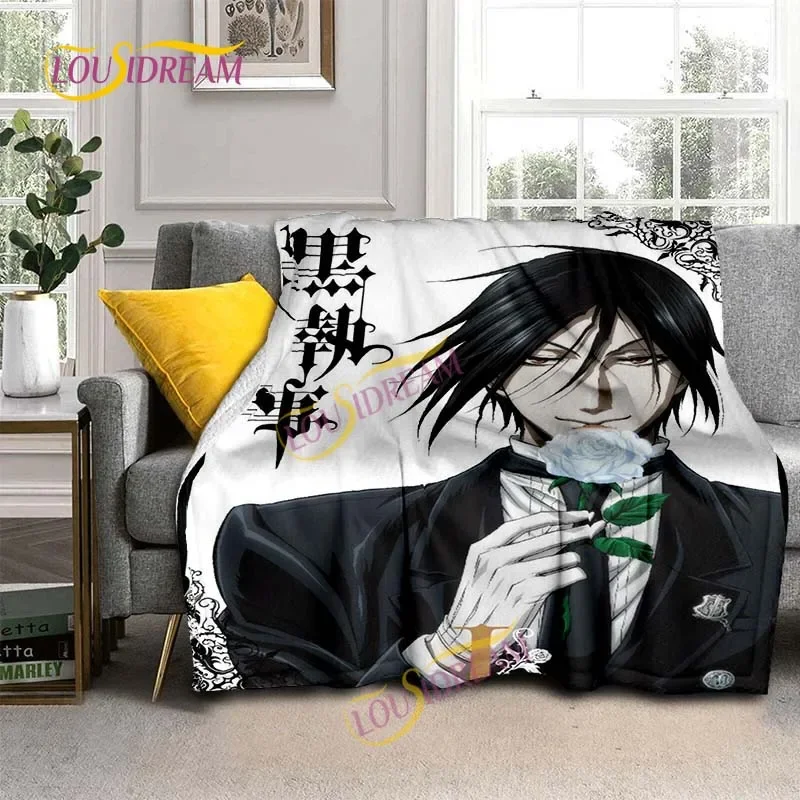 Black Butler Animation Flannel Blanket, Comfortable, Household Picnic Blanket, Suitable for All Seasons