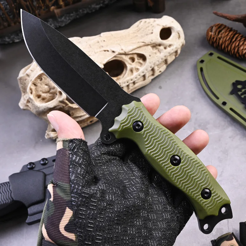 New Outdoor Tactical Knife Camping Multi-function Survival Mountaineering Outdoor Portable Straight Knife with Knife Sheath