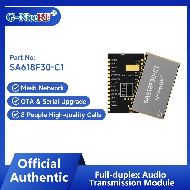 

G-NiceRF| 2 PCS SA618F30-C1 High Quality 1W High-Power Full-Duplex Audio Transmission Module