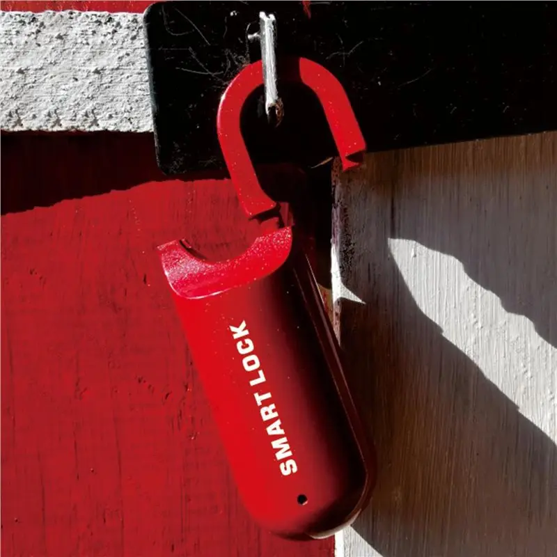 M09K 2X Fingerprint Padlock M01 Smart Door Lock Keyless USB Rechargeable Security For Home Bike Locker Red