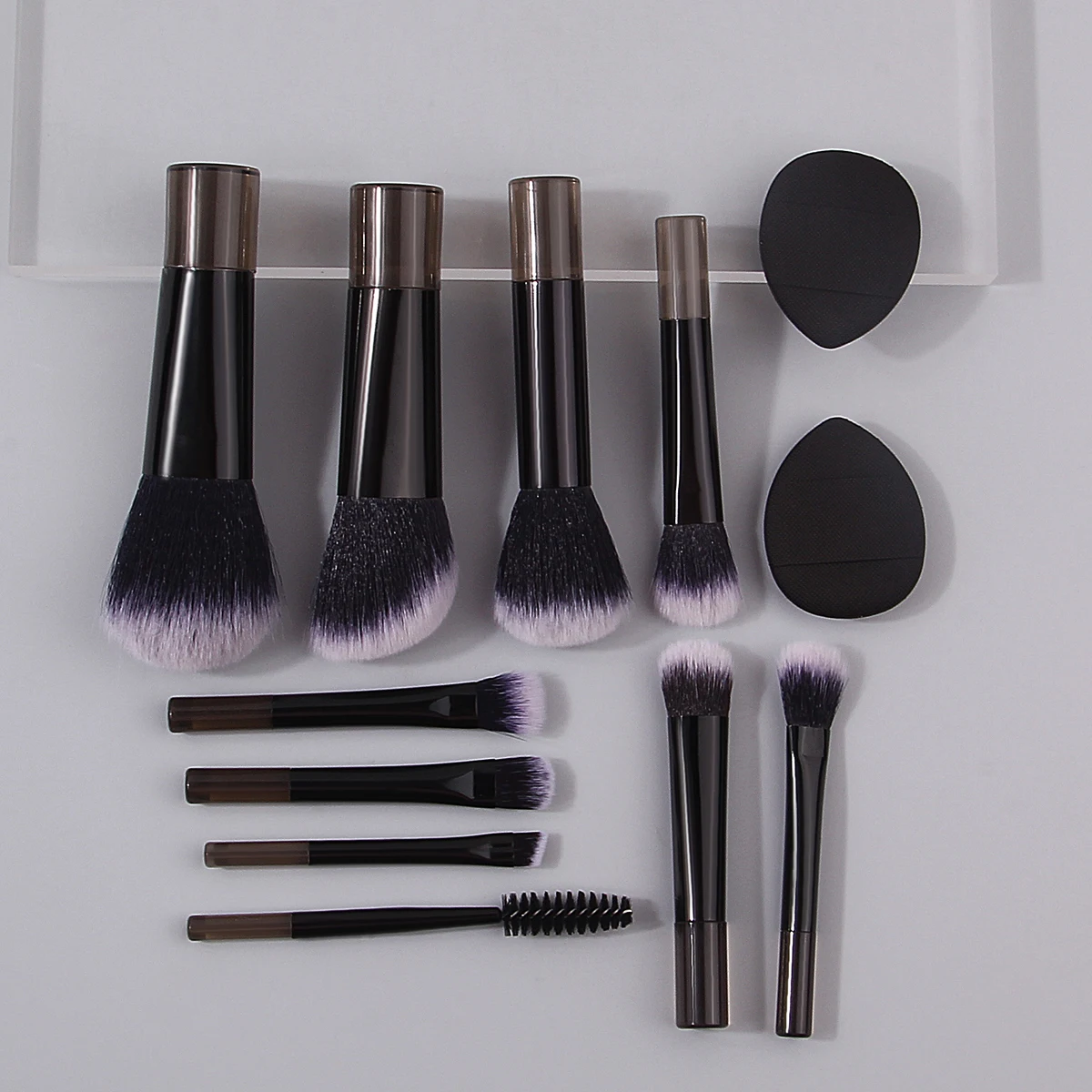 12pcs portable mini makeup brush set eyeshadow brush loose brush eyelash curl brush thumb puff travel beauty tool