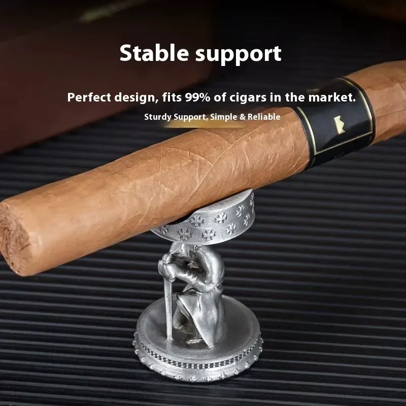 Retro Cigar Holder Portable Travel Mini Luxury Non-slip Base Exquisite Metal Smoking Accessories Outdoor with Gift Box