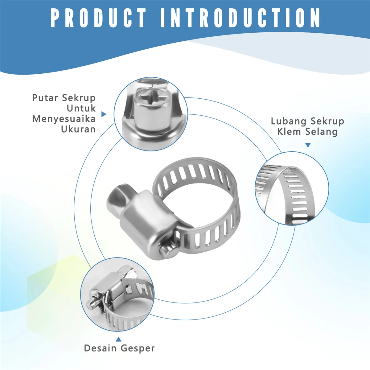 16 Pcs Stainless Steel Adjustable Car Fuel Hose Clamp Pipe Sealing Clip 6-12 Mm