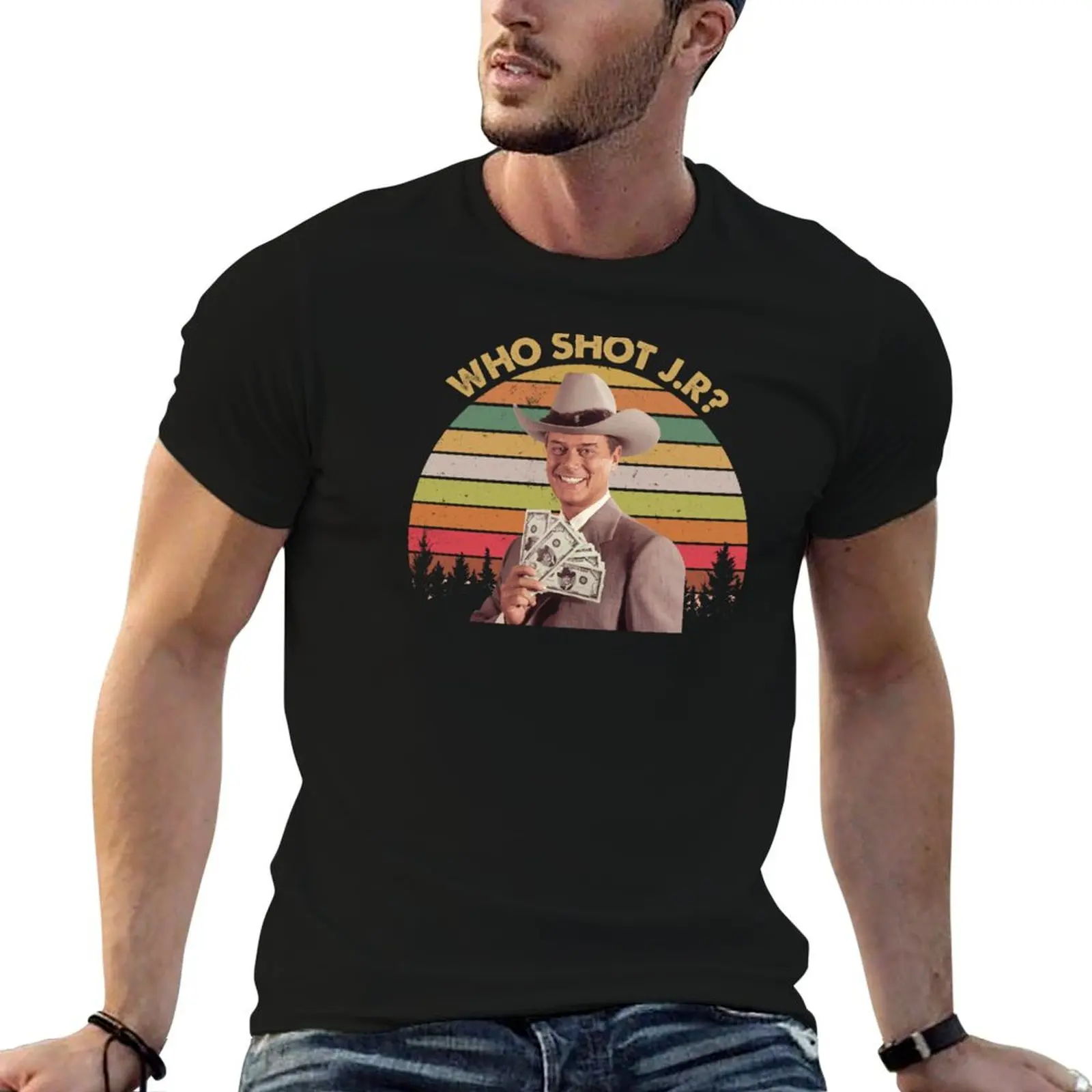 Who Shot J R Shirts, J. R. Ewing Dallas Shirt, Movie Poster Gifts, Funny Shirts, Custom Shirt, 70s Vintage Retro Movie T T-Shirt