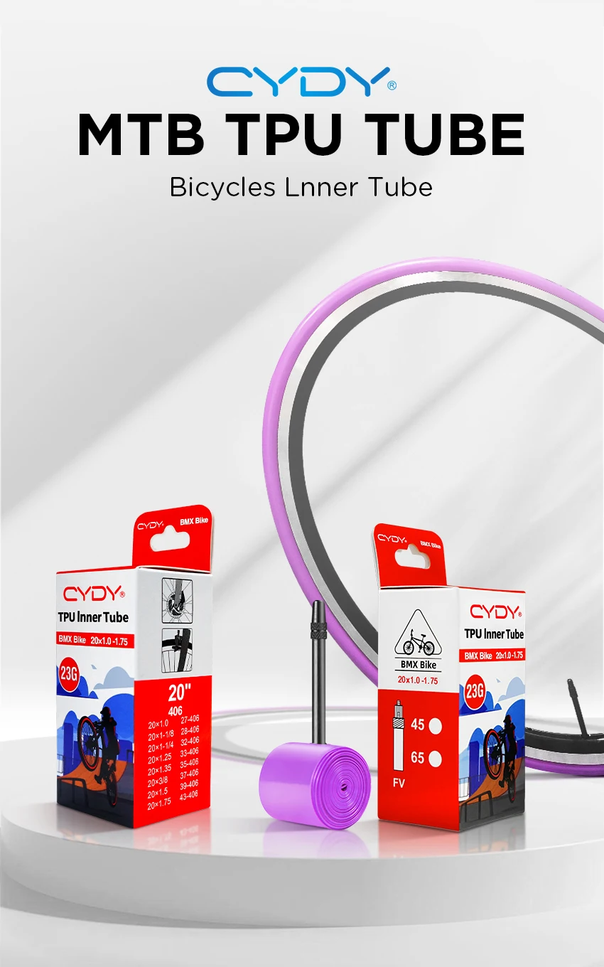 23G CYDY Ultraleichter Outdoor-TPU-BMX-Fahrradschlauch 20''406 20x1.0-1.75 Reifen FV 45mm/65mm Fahrradreifen – Detail 1