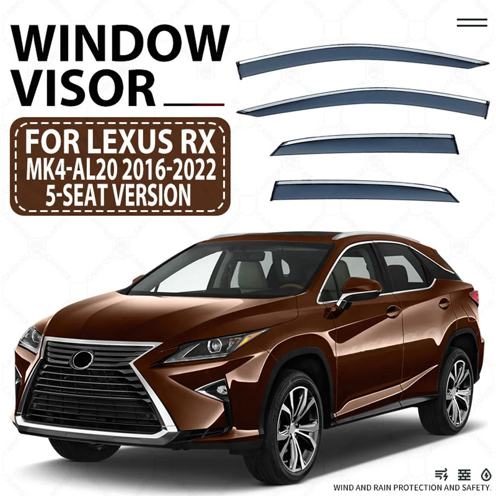 

Chrome Strips Rain Guards for LEXUS RX 2015-2022 Window Visor Wind Deflectors Door Visor Vent Shades Ventvisor